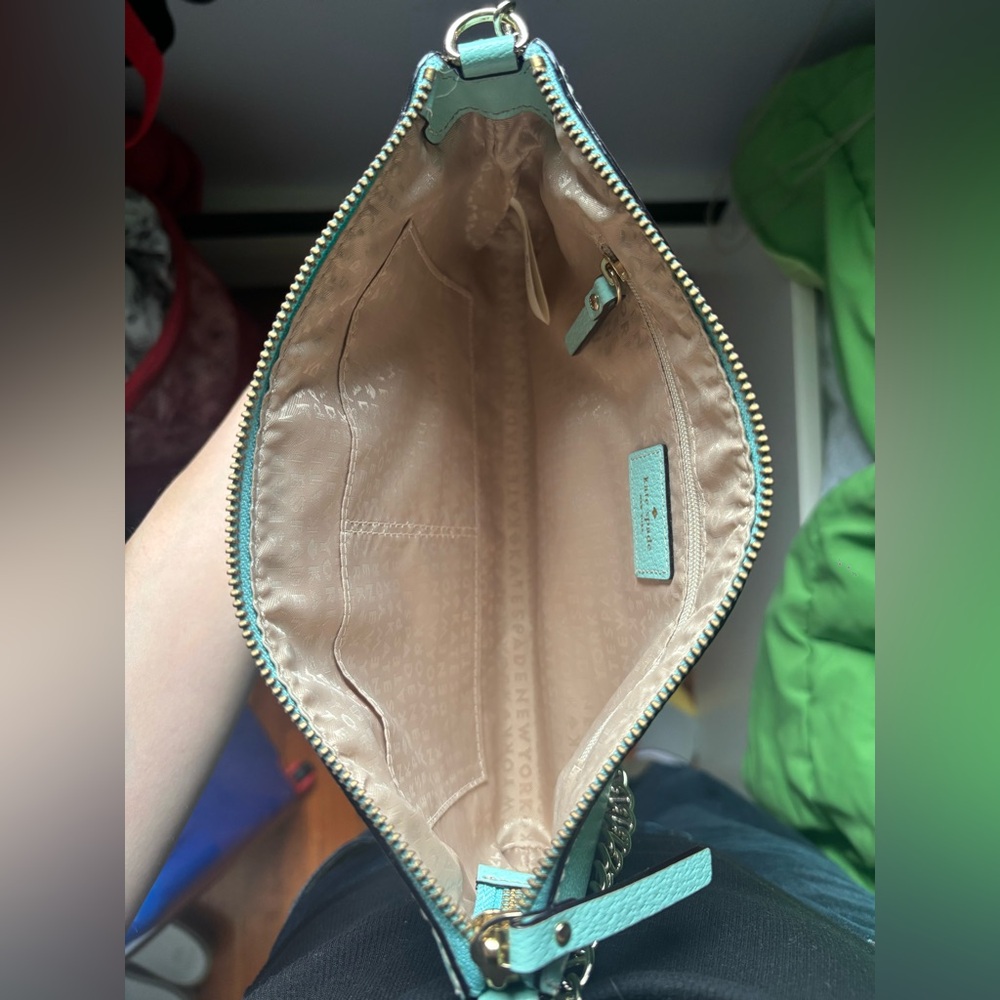 Teal Kate Spade shoulder bag with chain and leather strap - Picture 3 of 5